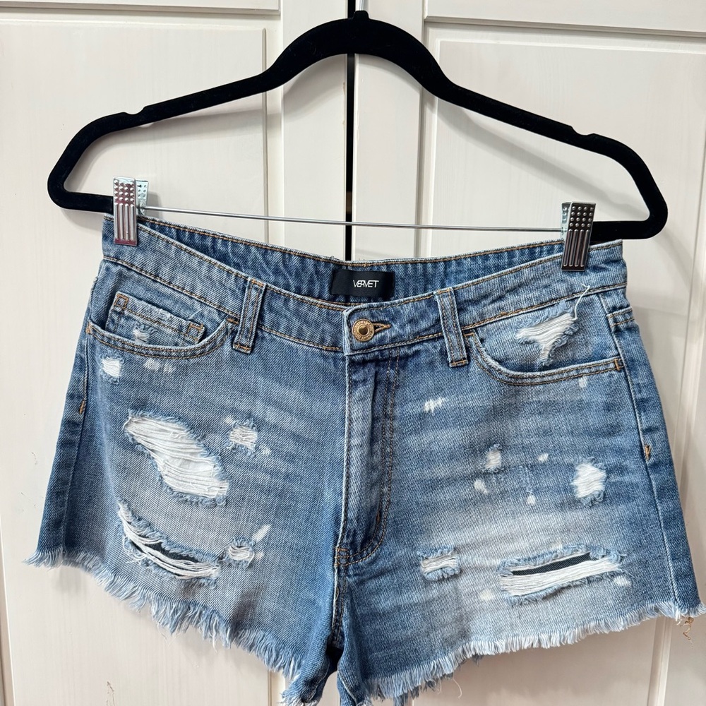 Vervet Distressed High Rise Blue Denim Shorts size 26